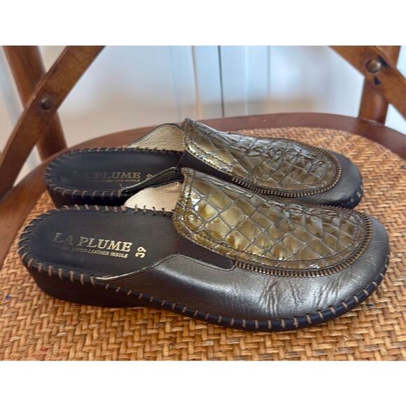 La Plume leather croc design slide clogs size 39 - Picture 2 of 10
